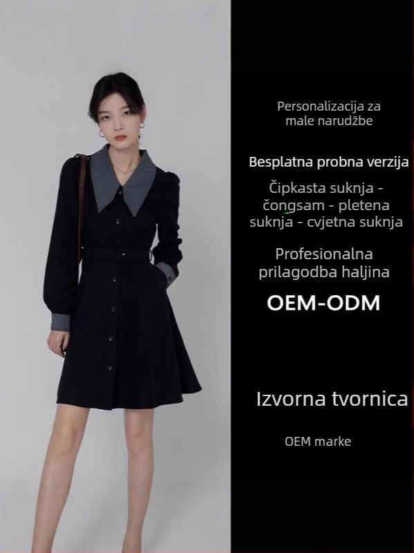 Haljina od tkanine, srednje do visoke klase proizvodnje, OEM po crtežima, 5 faza probnog oblikovanja, kapacitet do 5000 komada, 5 dizajnera