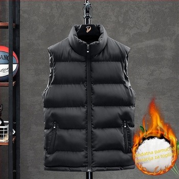 Muški puffer vest od pamuka, stojeći ovratnik, zatvarač, debeli zimski model