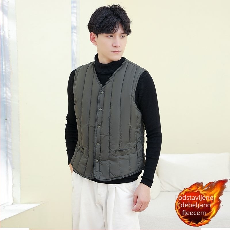 Pamukom punjena vesta s kapuljačom, Corduroy tkanina, lanena podstava, džep