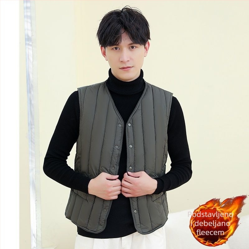 Pamukom punjena vesta s kapuljačom, Corduroy tkanina, lanena podstava, džep