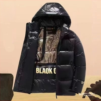 Muška kapuljačom puffer jakna, produženi kroj, 100% gusji puh, debela izolacija, poliester materijal