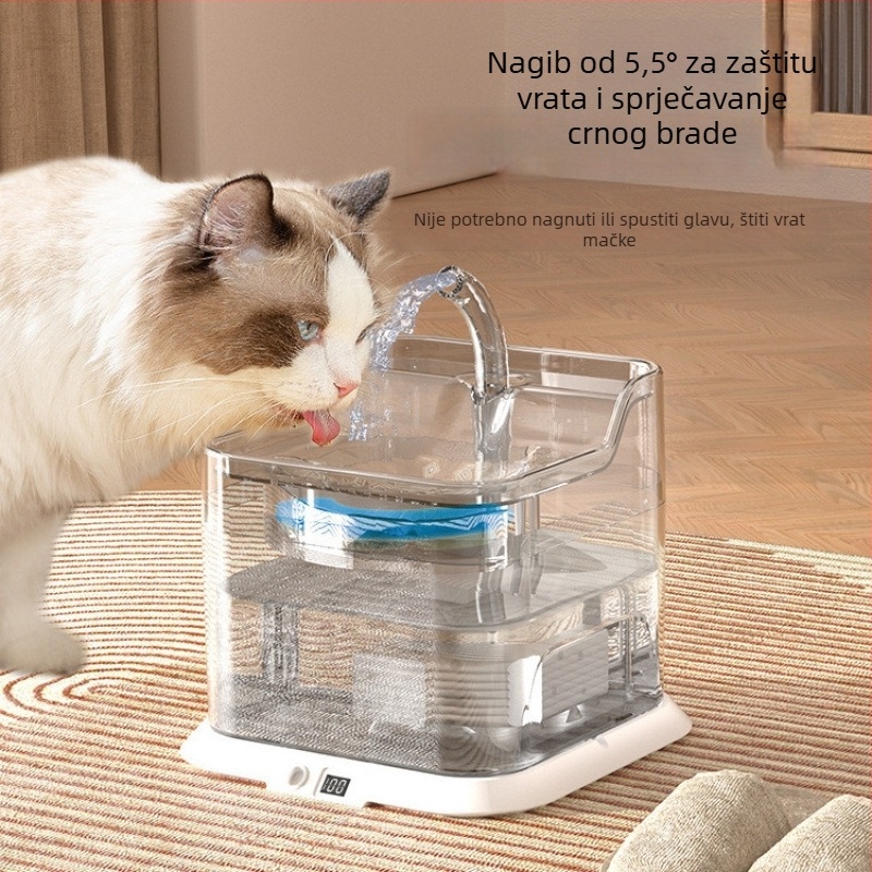 Dispenzer za vodu za kućne ljubimce s pametnim kruženjem vode, odvojivi dizajn, bežično punjenje – Model 803, pogodan za mačke i male pse