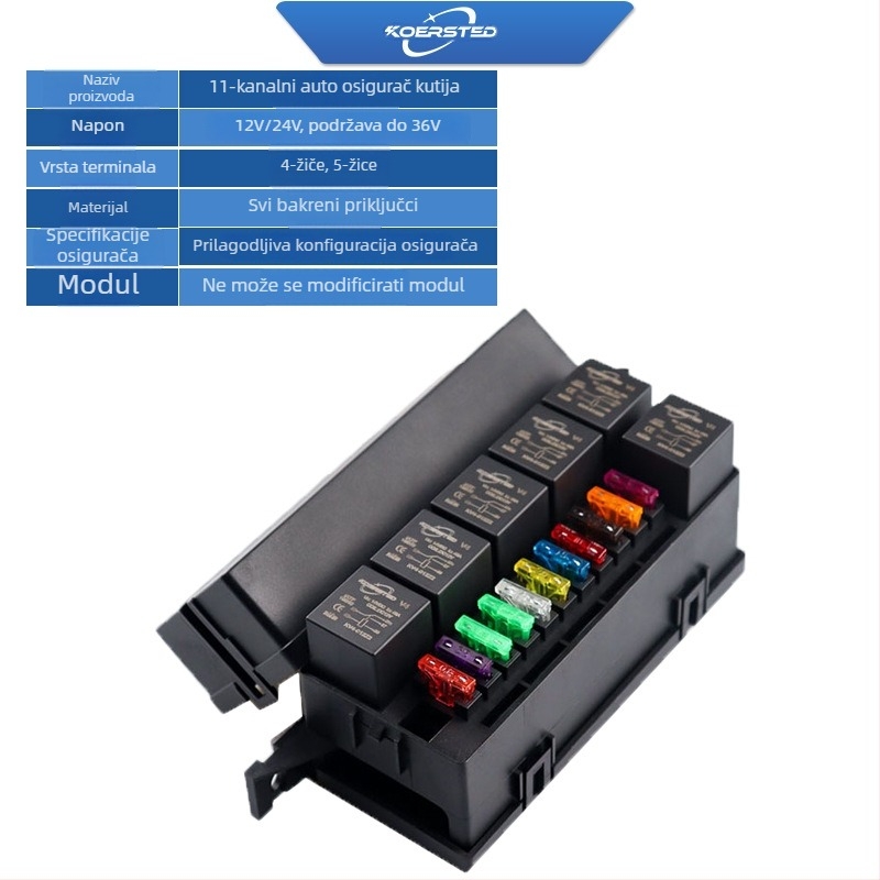 Koersted 11‑stupanjski osigurački blok s 6 releja za prostor motora