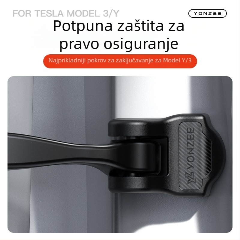 Poklopac brave vrata za Tesla YL - PU materijal, Snap-on montaža, unutarnji dodatak, obnovljeni model 3/Y