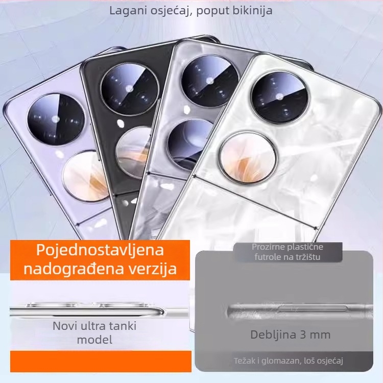 Prozirna ultra-tanka tvrda futrola za Huawei Pocket2 / P50 Pocket, s preklopnim zaslonom, crna