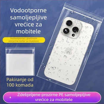 Prozirna vodootporna vrećica za mobitel s zaštitom od prašine, automatsko zatvaranje, zaštita dodirnog zaslona, jednokratna vrećica za kišu (Leehan • Yiwu • Materijal: Novi materijal • Duljina brtvila: 1–1,5 cm)