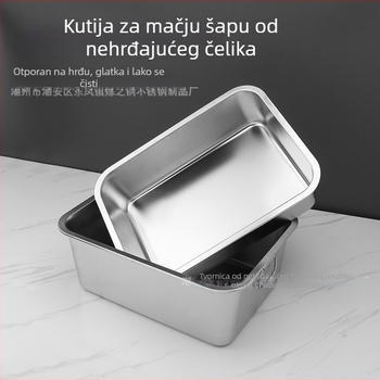 Kutija za mačji pijesak od 201 nehrđajućeg čelika, debeli dizajn, četvrtasti oblik, otvoreni tip, pogodna za mačke i pse