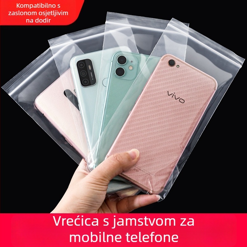 Zaštitna vrećica za zaslon osjetljiv na dodir za mobitel, prozirna vodootporna vrećica sa samouzavaranjem (Materijal: PE; Marka: Guan Heng; Namjena: pakiranje kućišta za mobitel; Duljina zatvaranja: 1,5 cm; Licenca: Hebei XK16-204-00649)