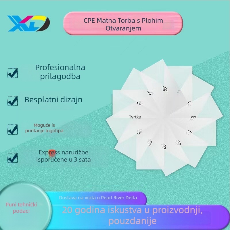 Obična samoljepljiva vrećica za opću ambalažu, Marka Xinchen, duljina zatvaranja 1–50 cm, tolerancija debljine ±0,1–0,3 mm.