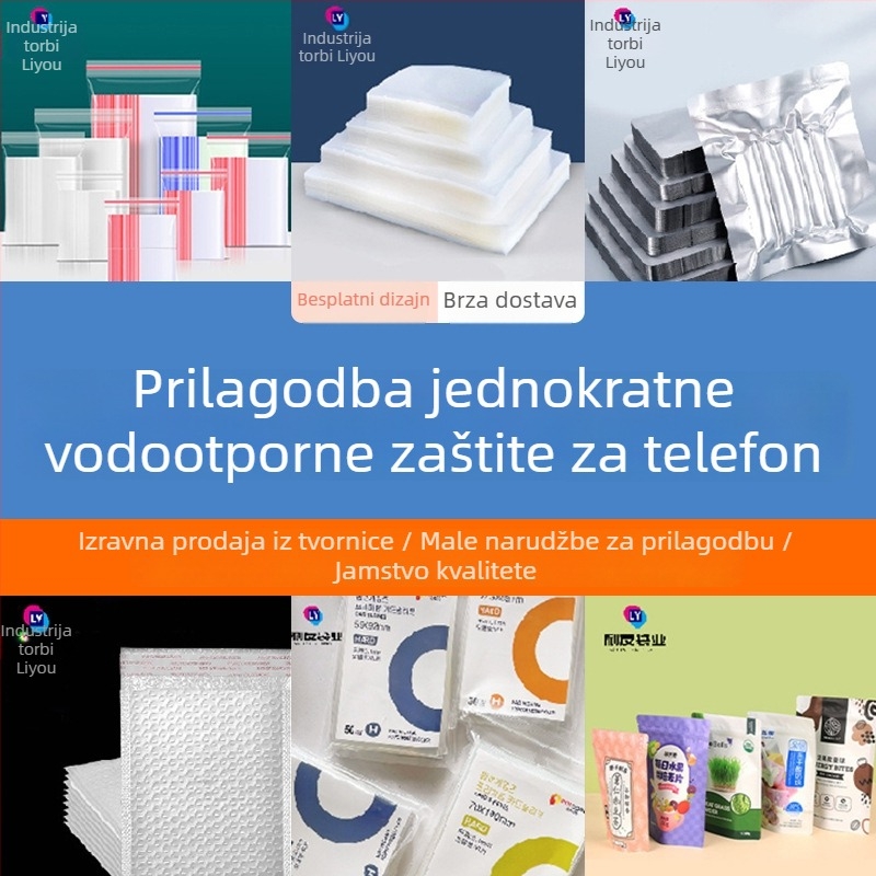 Samozatvarajuća PE vrećica za dodatke za mobitel, vodootporna, prozirna, kompatibilna s dodirnim zaslonom, debeli zatvarač, duljina zatvaranja 4-50 cm