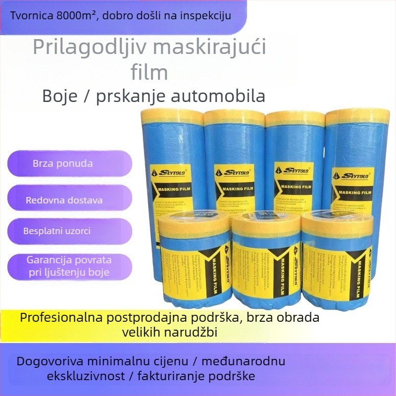 Maskirajuća folija za automobilsku boju, PE film, debljina 10 μm, dobra adhezija, dobra propusnost svjetla, jezgro od kraft papira