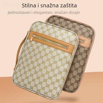 Retro torba za prijenosno računalo u stilu satchel s kariranim uzorkom, PU vanjski materijal, podstava od poliestera, vodootporna i otporna na udarce