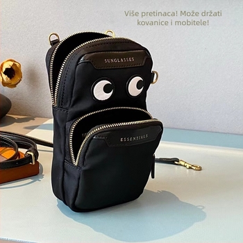 Ženska crossbody torba za mobitel – zatvaranje zatvaračem, vertikalni kvadratni oblik, unutarnji sloj, džep za mobitel, gradski jednostavan stil