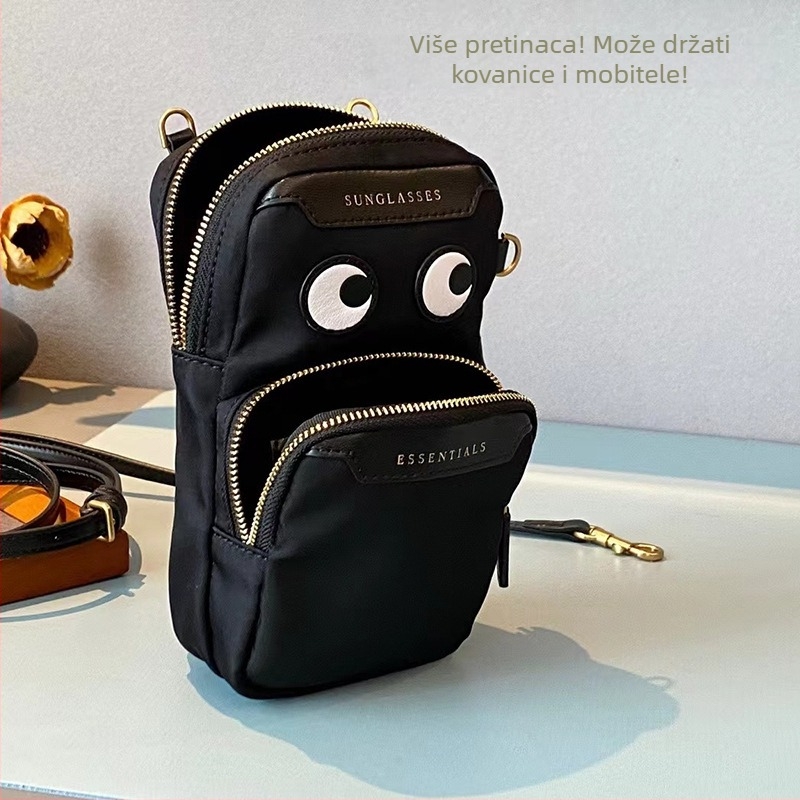 Ženska crossbody torba za mobitel – zatvaranje zatvaračem, vertikalni kvadratni oblik, unutarnji sloj, džep za mobitel, gradski jednostavan stil