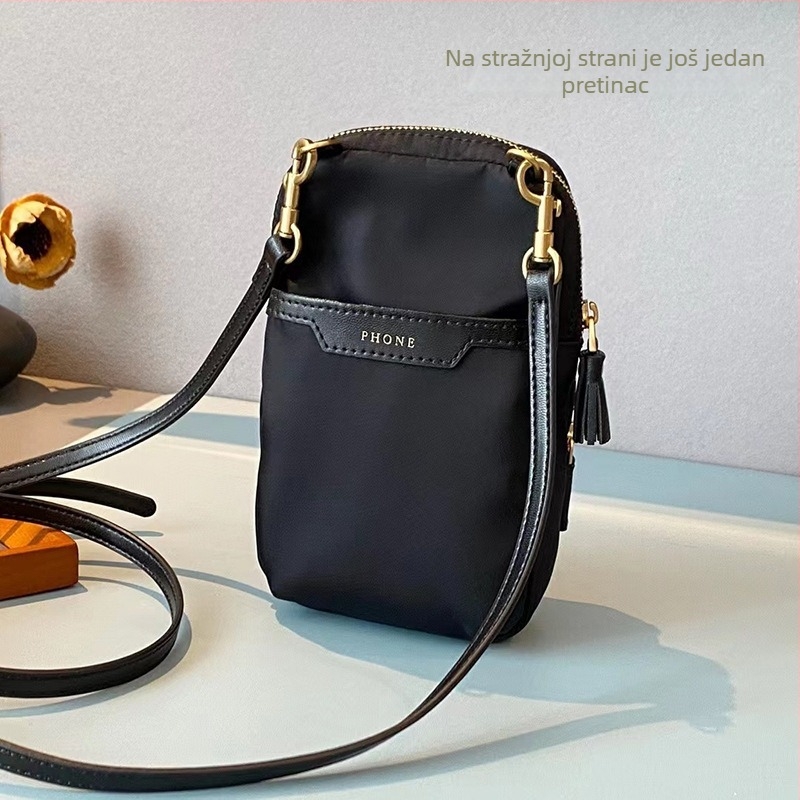 Ženska crossbody torba za mobitel – zatvaranje zatvaračem, vertikalni kvadratni oblik, unutarnji sloj, džep za mobitel, gradski jednostavan stil