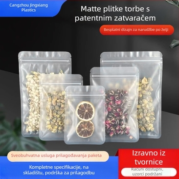 Vrećica za grickalice s ravnim dnom, samozatvarajuća, trostruko zatvaranje, mat završna površina, materijal: OPP+PET+CPP