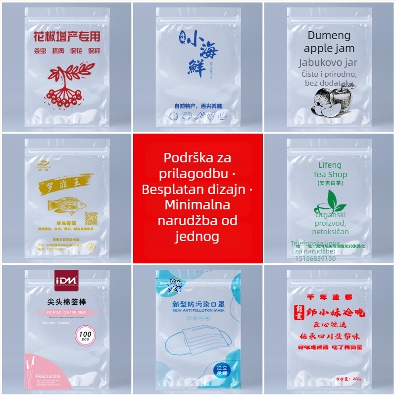 Samozavaratavajuća prozirna vrećica s debelim dnom, plastično pakiranje hrane — višestruka uporaba (ukrasi, čaj, pokloni) | Brand Double Rich