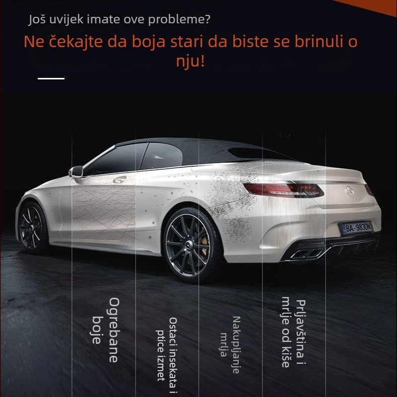 Hongpengfa K-serija čistilo za foliju automobila; uklanja mrlje, ljepilo insekata i smolu s drveta; čisti vodene mrlje i vodne tragove na bojnoj površini vozila; rok trajanja 3 godine