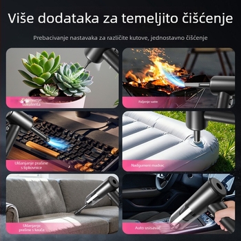 Bežični ručni usisavač – vlažno i suho korištenje, ugrađena baterija 5000mAh ili više, snaga 100W, maksimalni tlak usisavanja 15kPa, napajanje USB