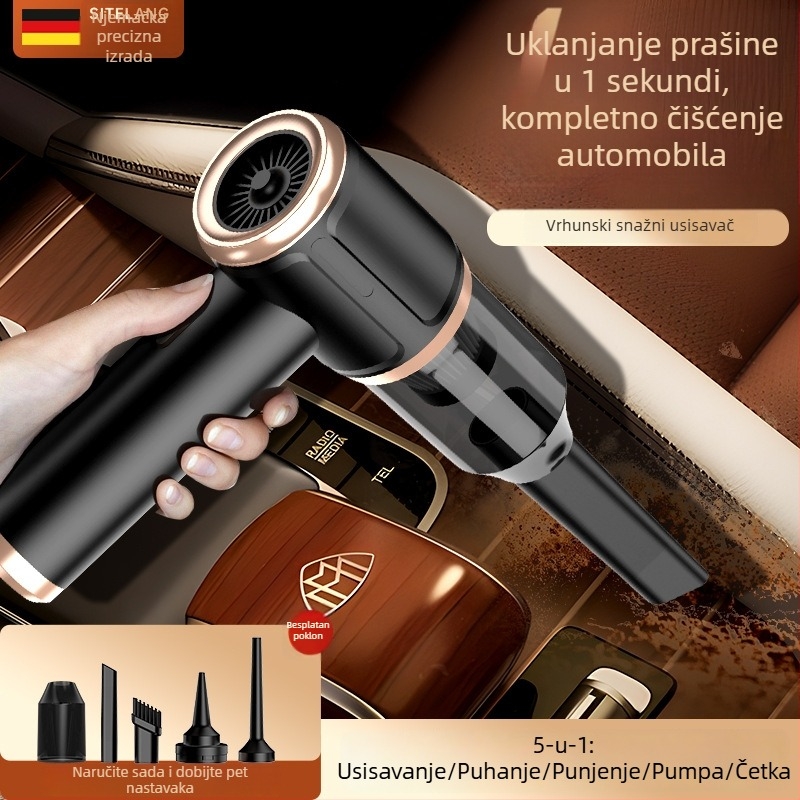 Bežični ručni usisavač za auto, kompaktnog dizajna, s snažnom usisnom snagom, za automobil i dom