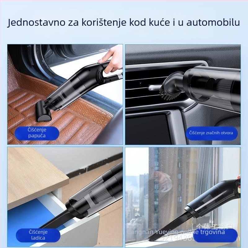 Vlažni i suhi usisavač za automobil, ručni, 11000 Pa usisne snage, 120 W, 7.4 V, punjiv