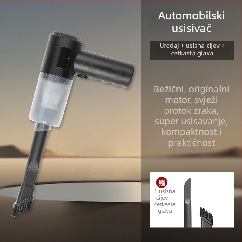 Bežični ručni usisavač za automobil, 5500 Pa usisnog tlaka, 30 W snage, 36 V napon, punjiv, prijenosan za kućnu i automobilsku upotrebu