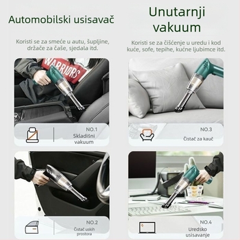 Bežični ručni usisavač, 300 W, usisna snaga 20000 Pa, autonomija baterije 60+ minuta, mjerenje tlaka u gumama