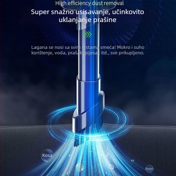 Bežični ručni usisavač, 300 W, usisna snaga 20000 Pa, autonomija baterije 60+ minuta, mjerenje tlaka u gumama