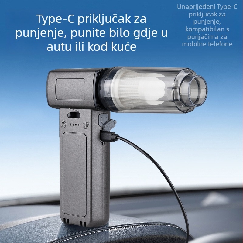 Kehui Prenosivi Usisavač za Automobil, Usisavanje 20000Pa, Snaga 10W, Bežični i Napajanje iz Baterije, Trajanje Baterije 1–3h, Uklanjanje Grinja