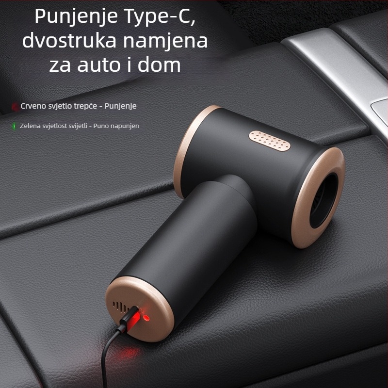 Ručni bežično napajani usisavač za auto i dom s integriranim puhanjem i usisavanjem, 120W, 4000Pa, punjivi