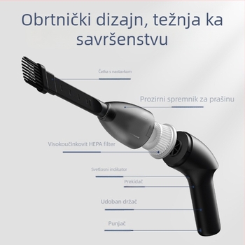 Bežični ručni usisavač za kućnu i automobilsku upotrebu, 4000 Pa snaga usisa, 65 W, 5 V, s LED svjetlom