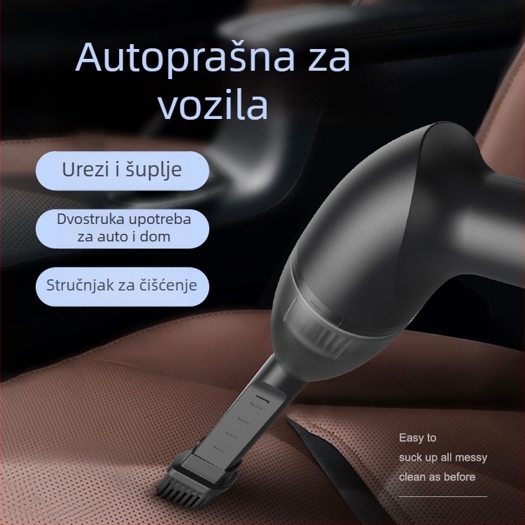 Bežični ručni usisavač za kućnu i automobilsku upotrebu, 4000 Pa snaga usisa, 65 W, 5 V, s LED svjetlom