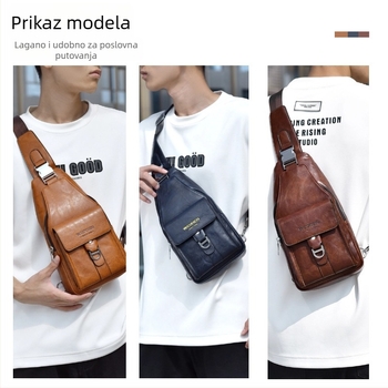 Vihir Muška torba za prsa – PU, vodootporna i otporna na habanje, Jednobojni uzorak, Poliester podstava