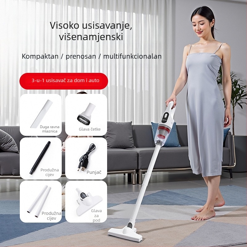 Ručni bežični usisavač, USB punjenje, 120W, 2-u-1 četka za čišćenje i usisavanje, ugrađena baterija 1600mAh