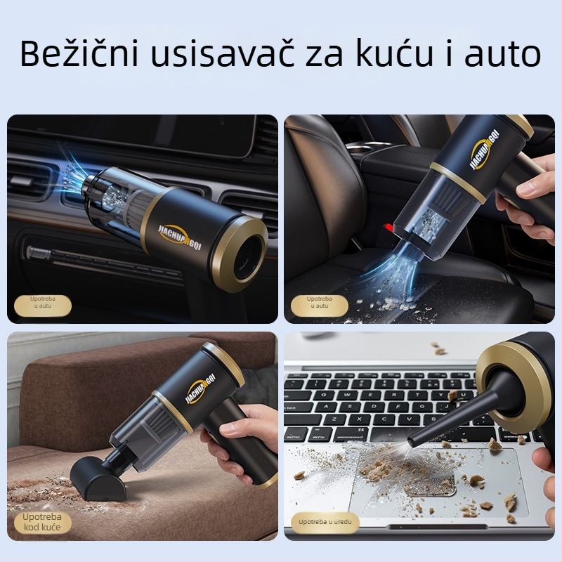 Bežični ručni usisavač za auto i dom – usisna snaga 5500Pa, 65W, 7.4V, tri u jednome, uklanjanje dlaka kućnih ljubimaca