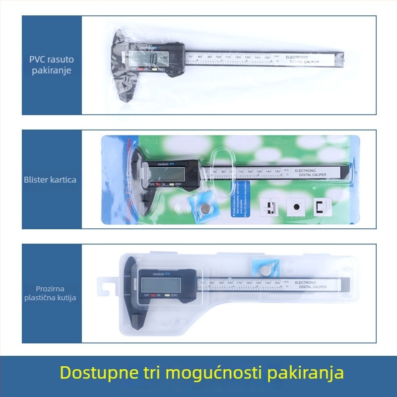 Elektronički digitalni šubler visoke preciznosti, raspon 0-100-150 mm, veliki zaslon