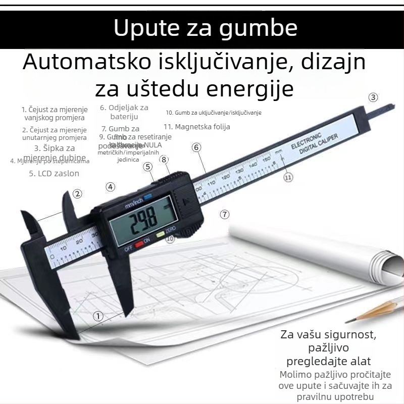 Digitalni kaliper za nakit i nefritne narukvice – visoka preciznost elektronički mjerni alat