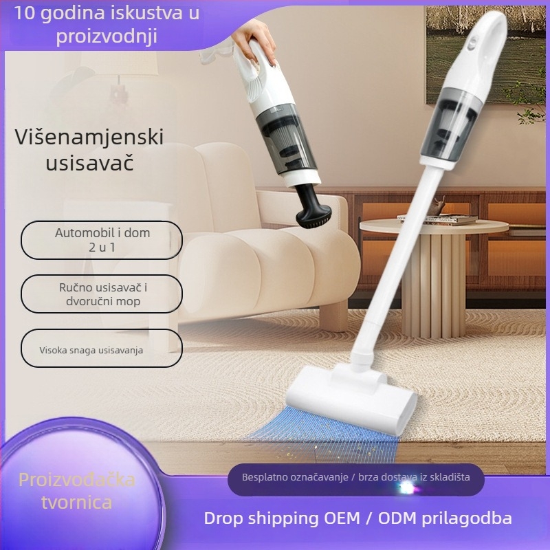 Bežični ručni usisavač za kućnu i automobilsku upotrebu - 120 W, ugrađena baterija 1600 mAh, USB punjenje, mokro/suho čišćenje, usisavanje >5000 Pa