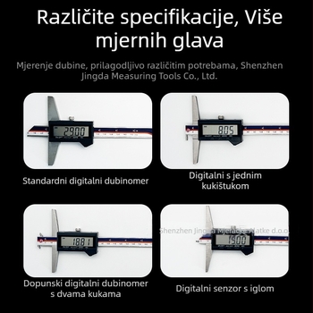 Jingda digitalni dubinomjer s zaslonom 0–200 mm, visoka preciznost