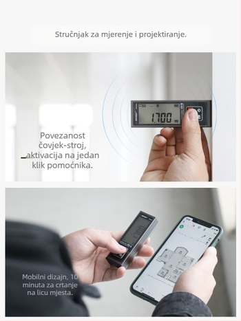 Sw-bt60 Mini pametni ručni laserski mjerač dometa s infracrvenom visokom preciznošću i elektroničkim ravnalom, Bluetooth aplikacijom