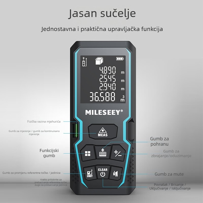 Laserski daljinomjer, infracrveno mjerenje, visoka preciznost, ručni vodootporni instrument (Brand Magnification; Tip daljinomjera: Laserski daljinomjer; Memorija: 30)
