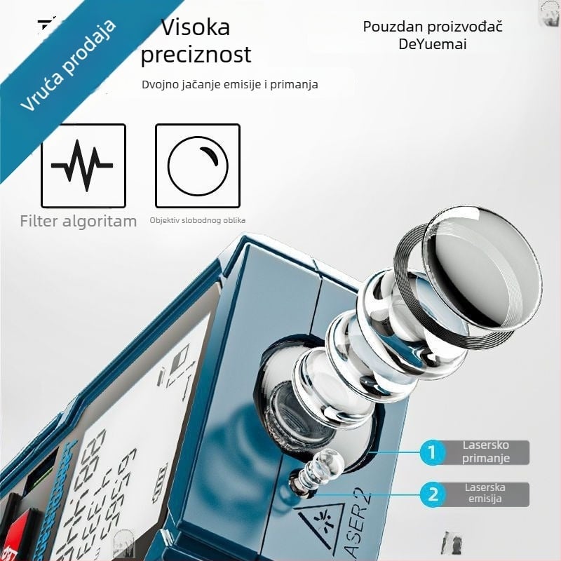 Laserski mjerač udaljenosti, ručni, infracrveni, digitalni ravnalo, brend 5555