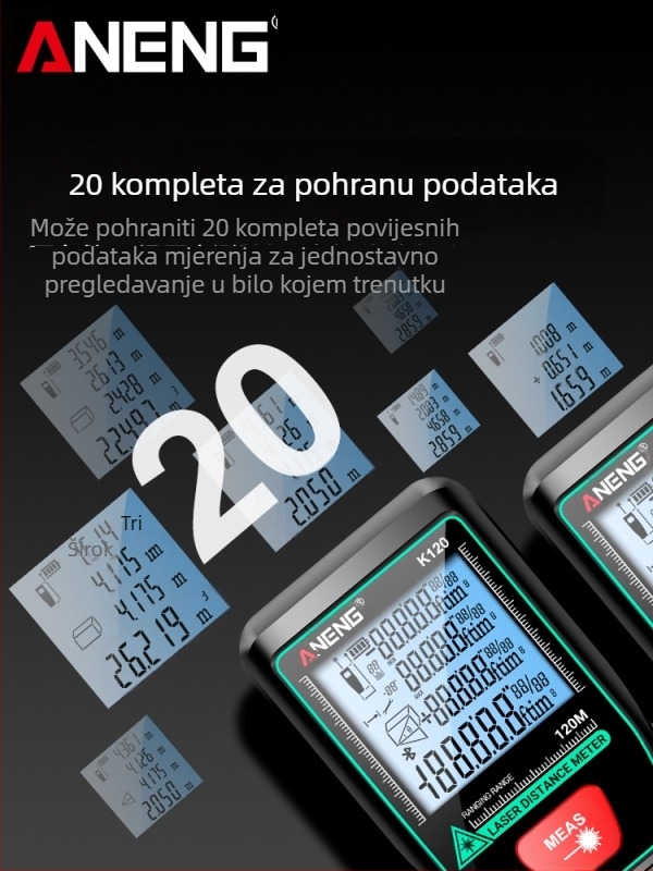 Green Light Vanjski laserski mjerač udaljenosti, visoka preciznost infracrveno mjerenje, prenosni digitalni ravnalo za unutarnja i vanjska mjerenja