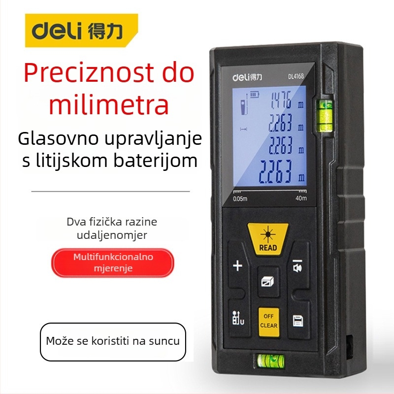 Deli laserski mjerač udaljenosti, 50–120 m, ručni, infracrveni, visoke preciznosti elektroničko ravnalo