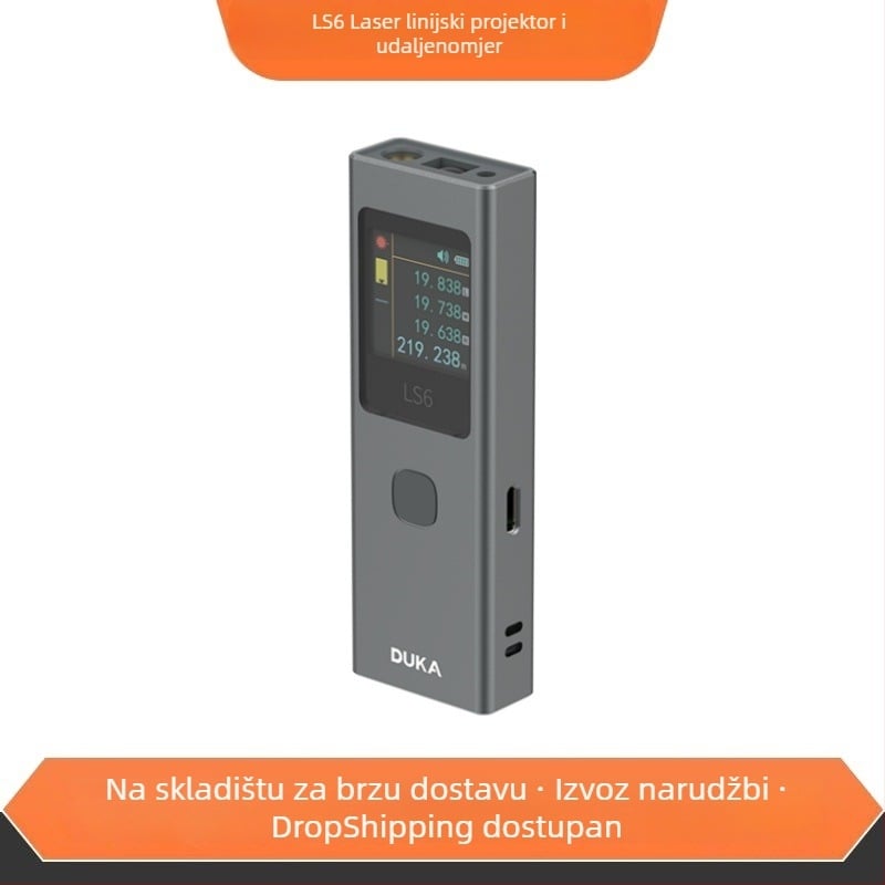 Duke LS6 Prijenosni laserski mjerač dometa s infracrvenim laserom, punjiv, visoka preciznost elektronički mjerni alat, tijelo od aluminijske legure, raspon 0–40 m, masa 62 g, serija LS6.