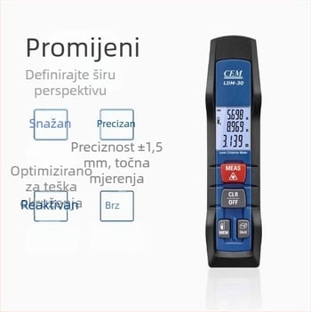 iLDM-30 laserski mjerač udaljenosti za kućnu renovaciju i mjerenje prostorija, pametni Bluetooth, infracrveni digitalni mjerni alat, domet 30 m, točnost ±1,5 mm
