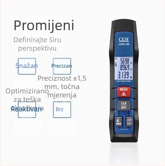 iLDM-30 laserski mjerač udaljenosti za kućnu renovaciju i mjerenje prostorija, pametni Bluetooth, infracrveni digitalni mjerni alat, domet 30 m, točnost ±1,5 mm