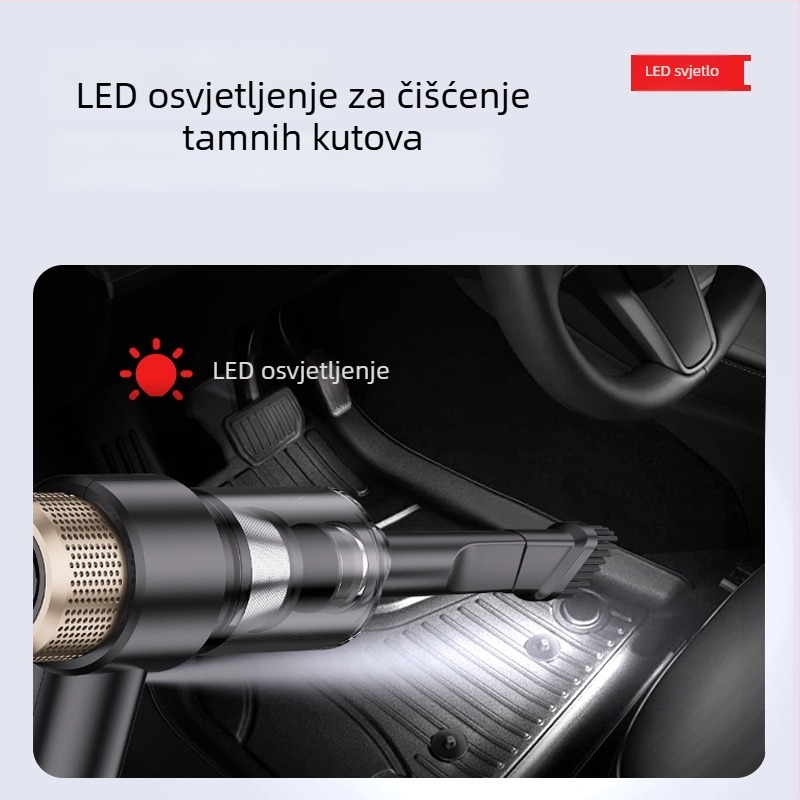 Bežični usisavač za automobil – snažno usisavanje 4500 Pa, napon 7,4 V, snaga 50 W, trajanje baterije 1 h.