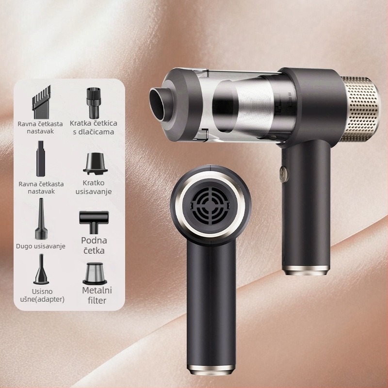 Bežični usisavač za automobil – snažno usisavanje 4500 Pa, napon 7,4 V, snaga 50 W, trajanje baterije 1 h.