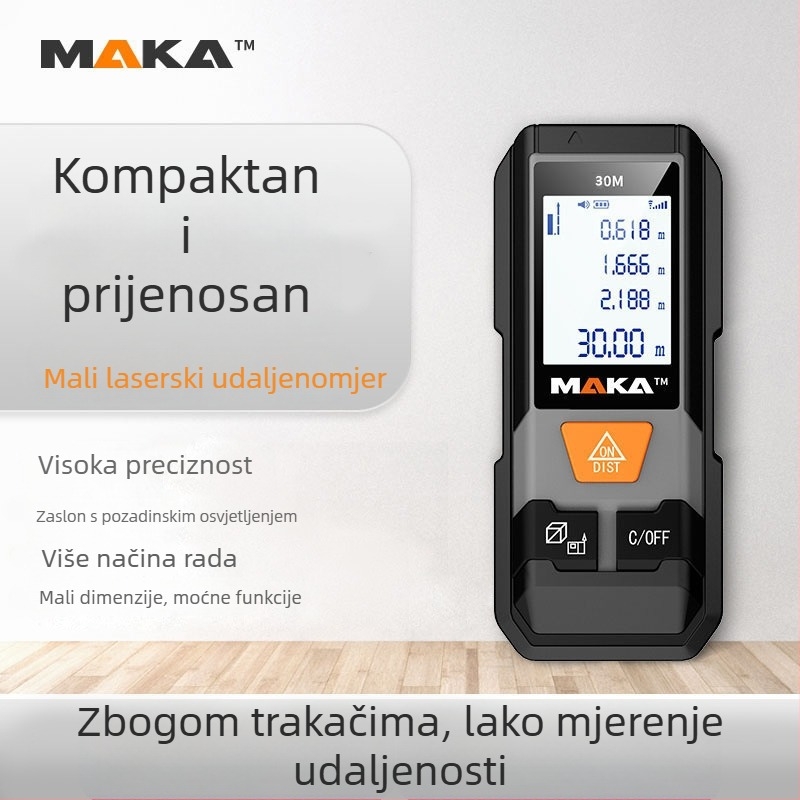 Laserski daljinomjer MK202 (raspon 20/30/40 m; preciznost ±2; ručni; mjerenje površine i udaljenosti)